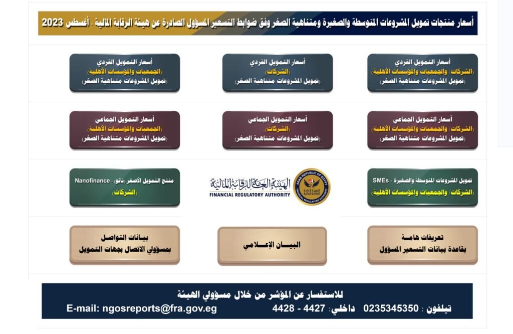 الرقابة المالية المصرية تطلق أول مؤشر مرجعي للتسعير المسؤول لتمويل المشروعات المتوسطة والصغيرة ومتناهية الصغر