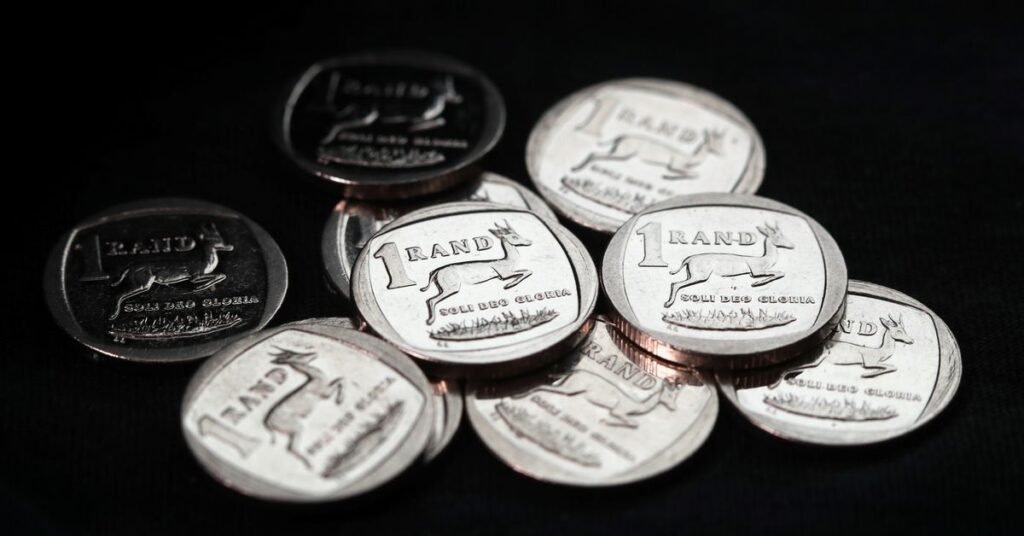 South African Rand coins are seen in this illustration picture
