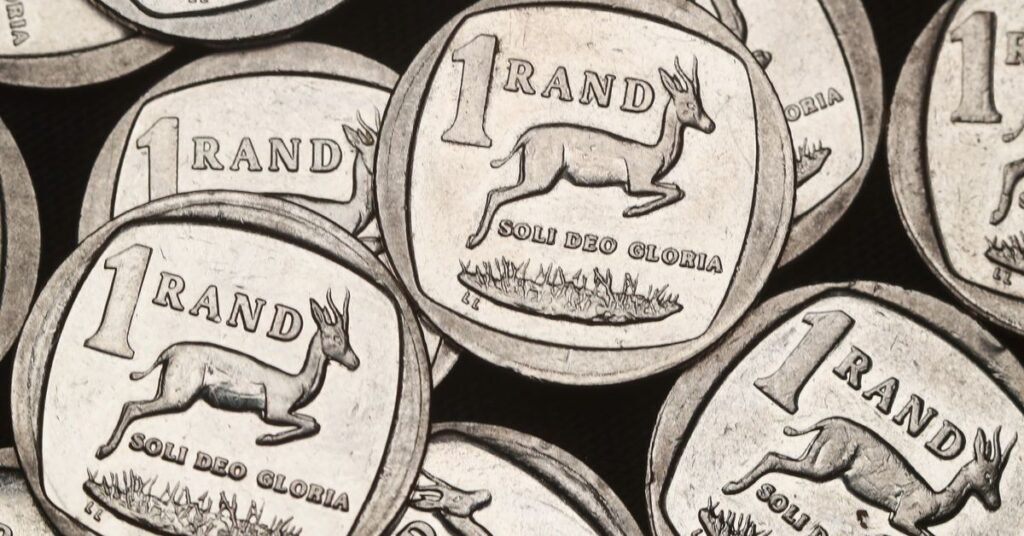 South African Rand coins are seen in this illustration picture