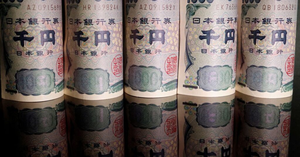Illustration picture of Japanese yen banknotes