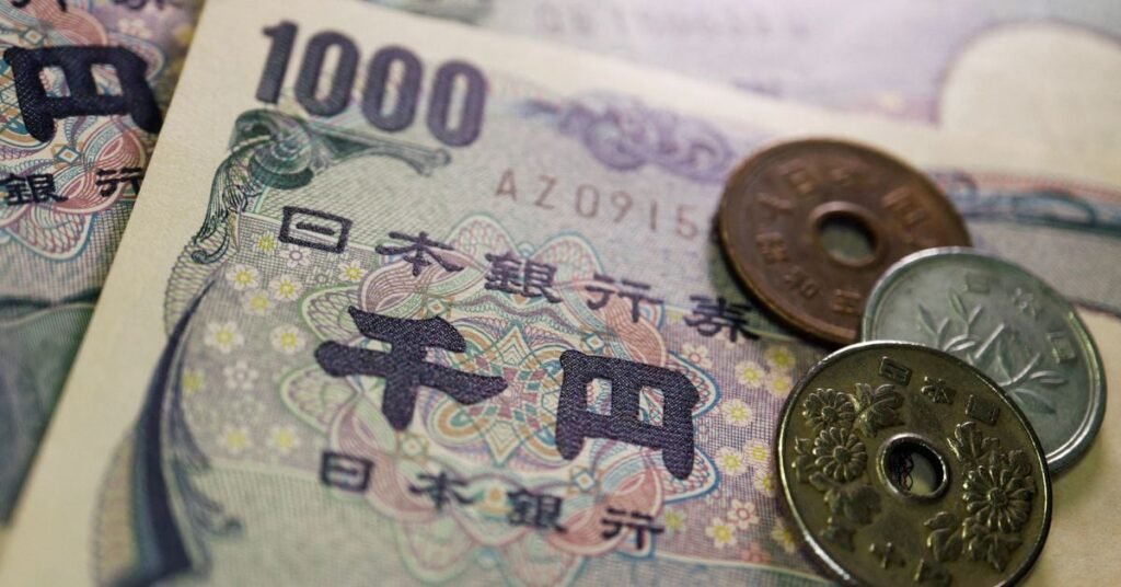 Illustration picture of Japanese yen coins and banknotes