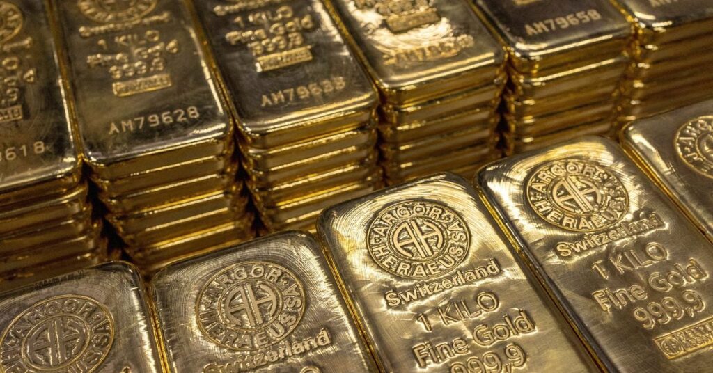 Gold bars are pictured at the plant of Argor-Heraeus, in Mendrisio