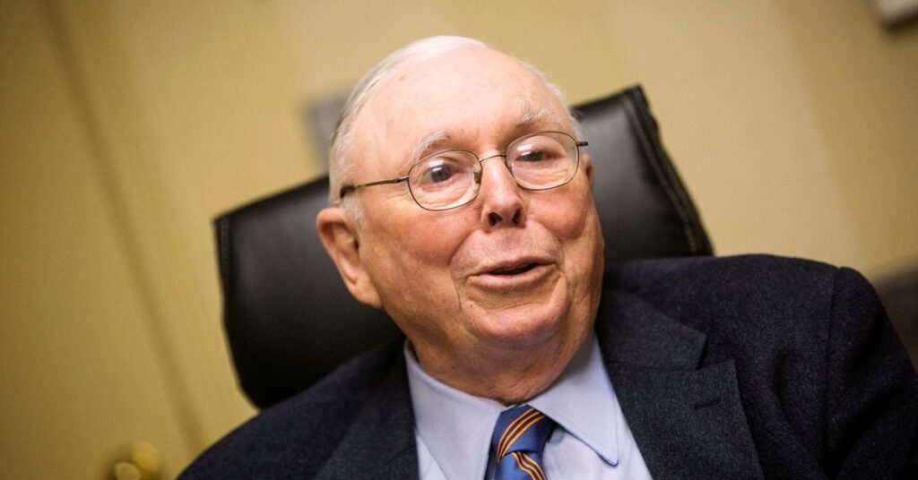 Charlie Munger speaks to Reuters during an interview in Omaha