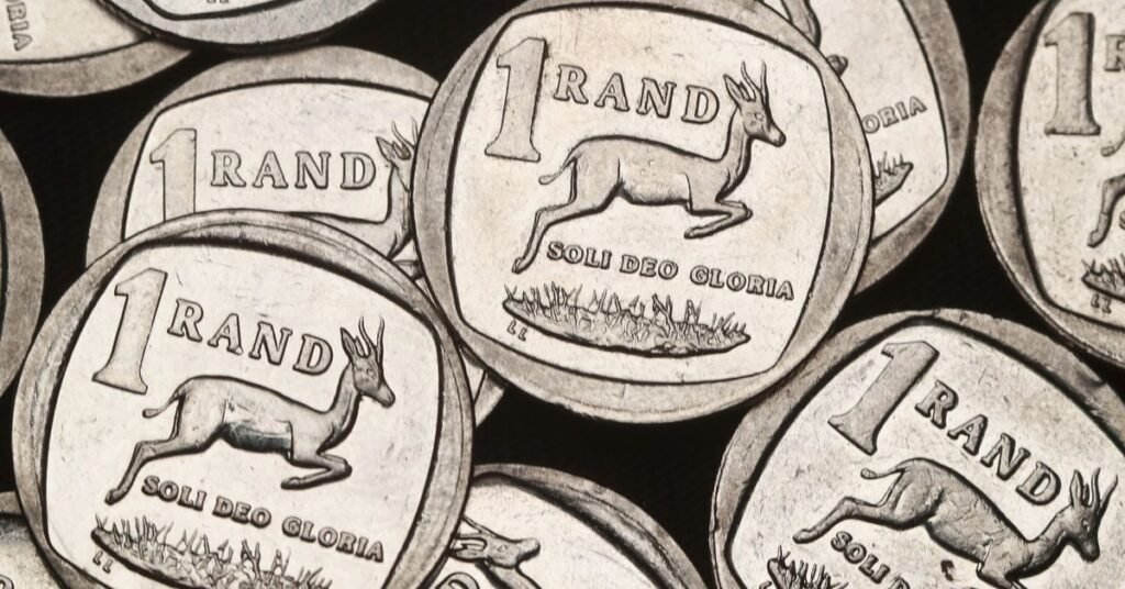 South African Rand coins are seen in this illustration picture