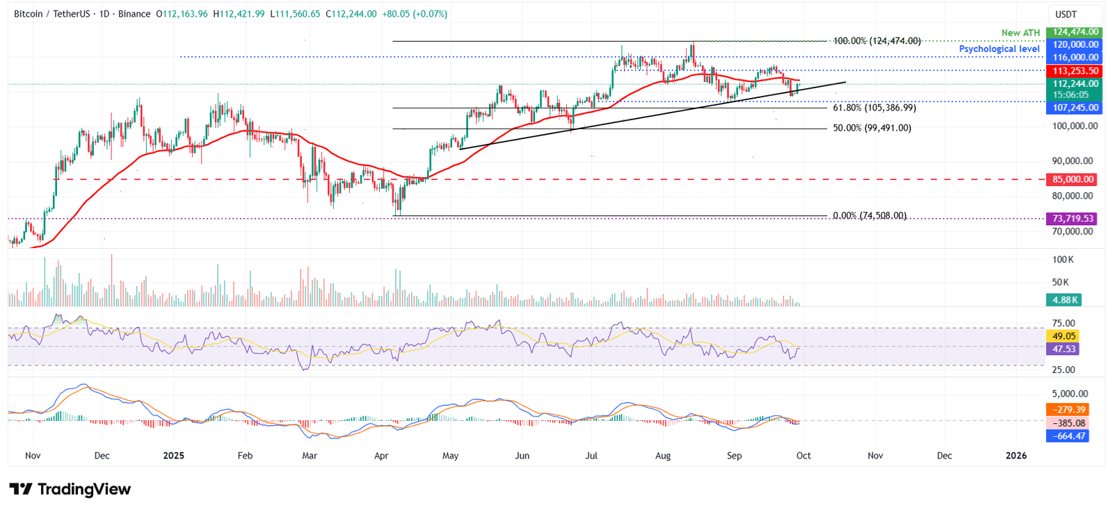مخطط BTC/USDT اليومي 