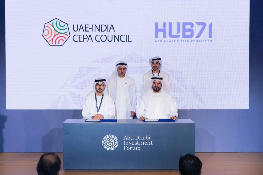 منصة «Hub71» تُبرم شراكة مع مجلس الشراكة الاقتصادية الشاملة بين الإمارات والهند منصة «Hub71» تُبرم شراكة مع مجلس الشراكة الاقتصادية الشاملة بين الإمارات والهند